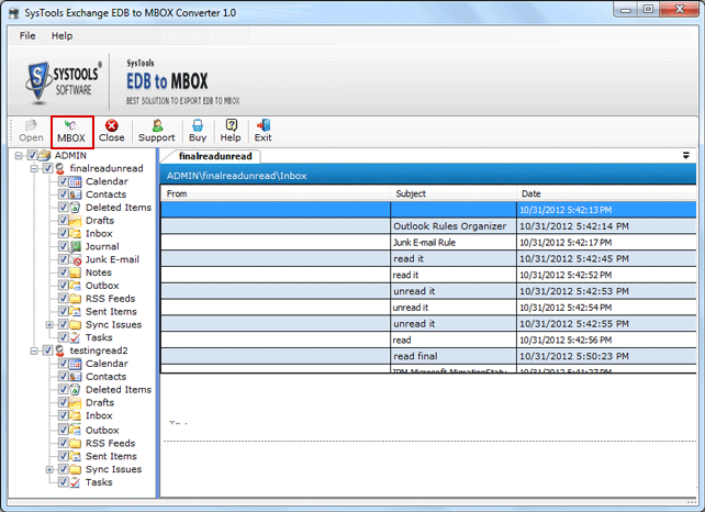 export edb emails to mbox file