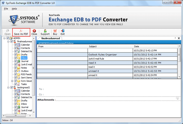 export exchange mailbox to pdf